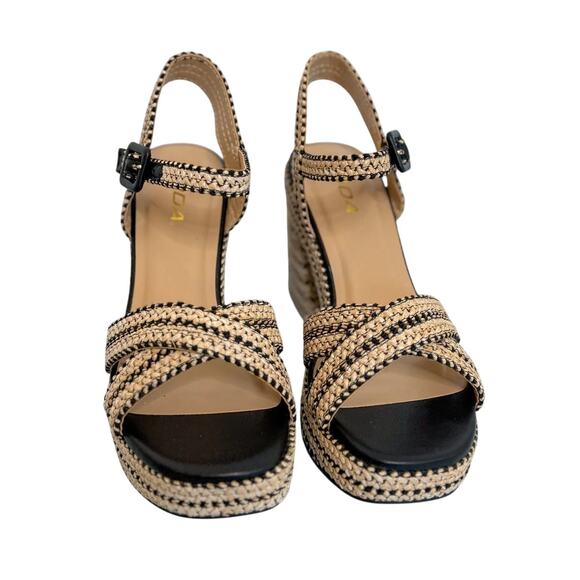 Soda Yara Raffia Braided Platform Heel NWOT - Picture 3 of 5